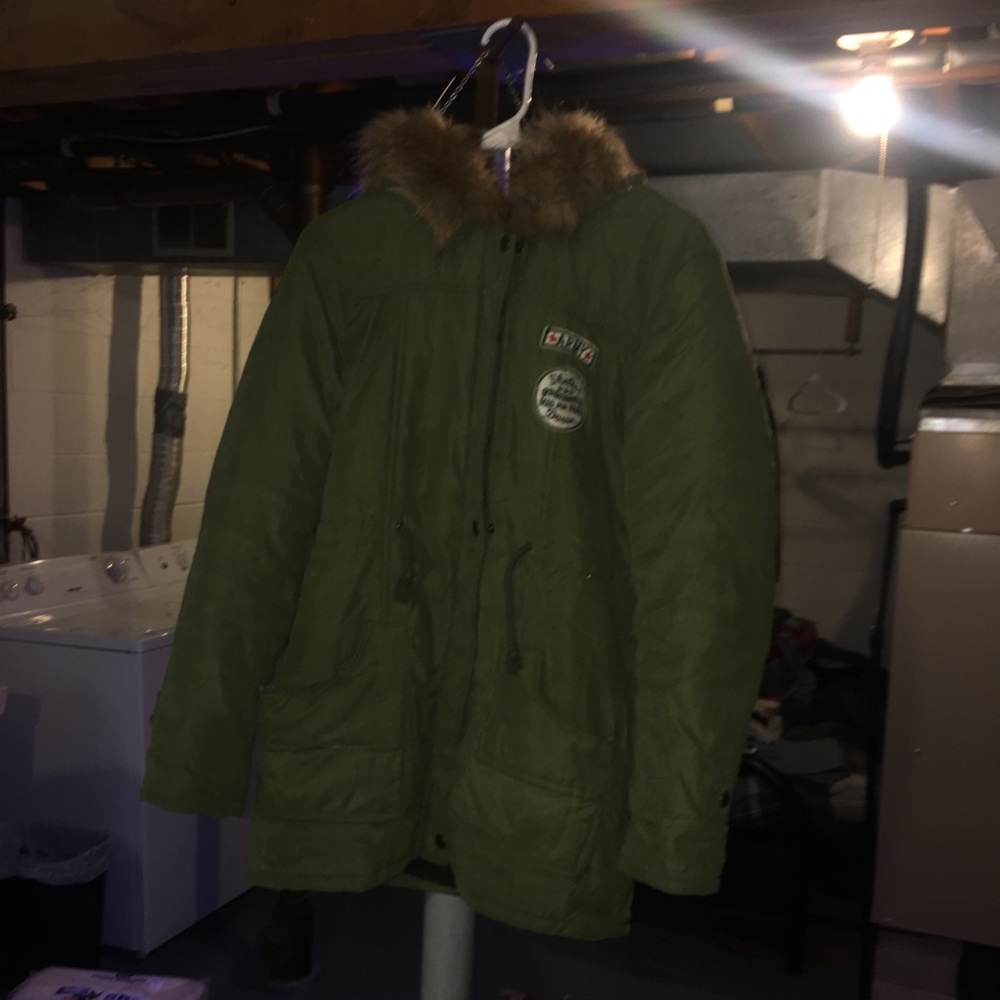 Green parka like winter coat
